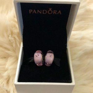 Authentic Pandora Murano Glass Pink Hearts Charm.